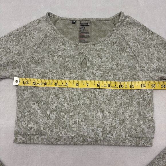 Gymshark Fleur Texture Long Sleeve Crop Keyhole Top XS Khaki Marl Thumbholes - Picture 7 of 9